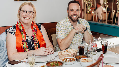 Zöe Franklin with her husband at the newly opened New Rose