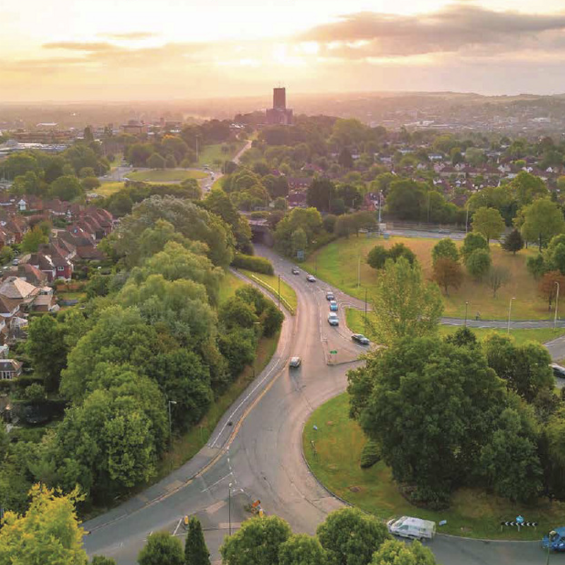 An overhead view of Guildford