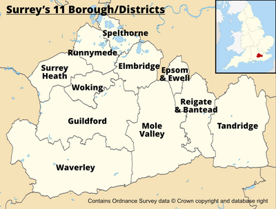 Surrey's 11 Districts/Boroughs