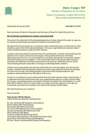 D Cooper MP School Staff Vaccination Letter 7.1.21