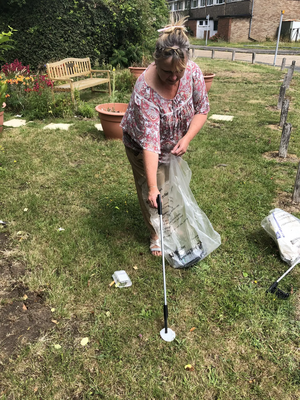 Cllr Angela Goodwin out litter picking